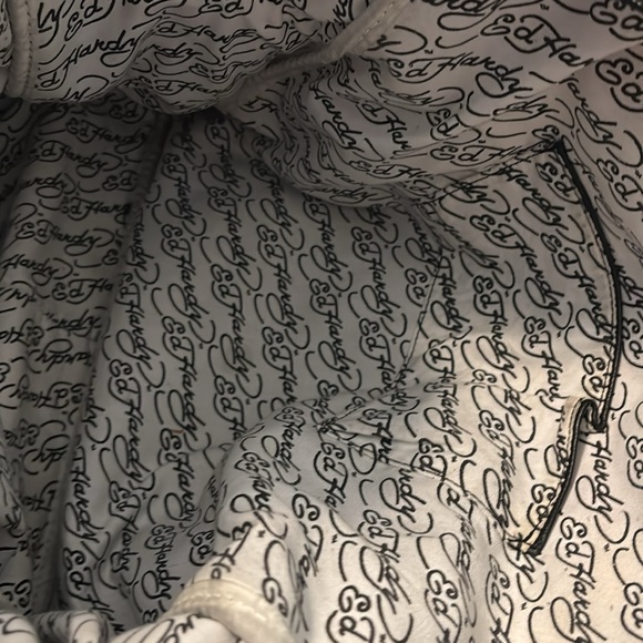 VTG Ed Hardy Death & Glory weekender bag black suede leather skull rose design - Picture 6 of 16